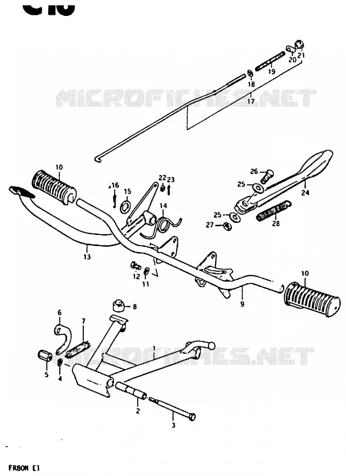 STAND - ACHTER REMPEDAAL Suzuki SCOOTER 80 FR 1981  FR80M(M/B/N)