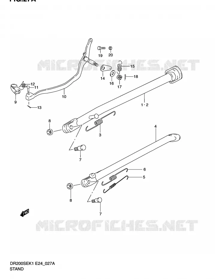 STAND (MODELE K2/K3/K4/K5) Suzuki MOTO 200 DR 2004  DR200SEK4(E24)