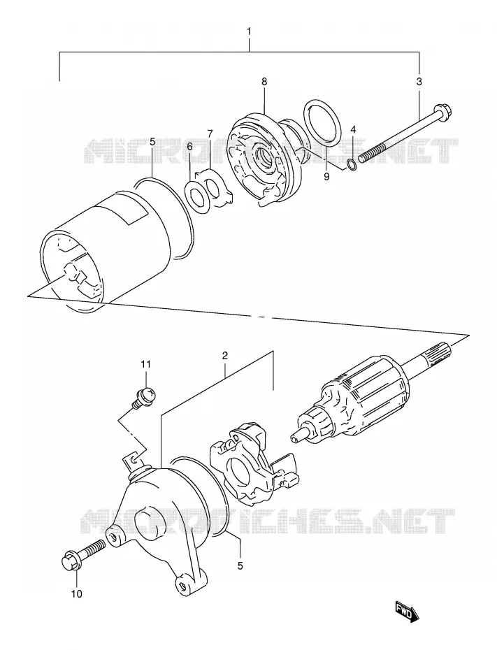 STARTMOTOR (MODELE Y) Suzuki MOTO 125 DR 1998  DR125SEUW(E4)