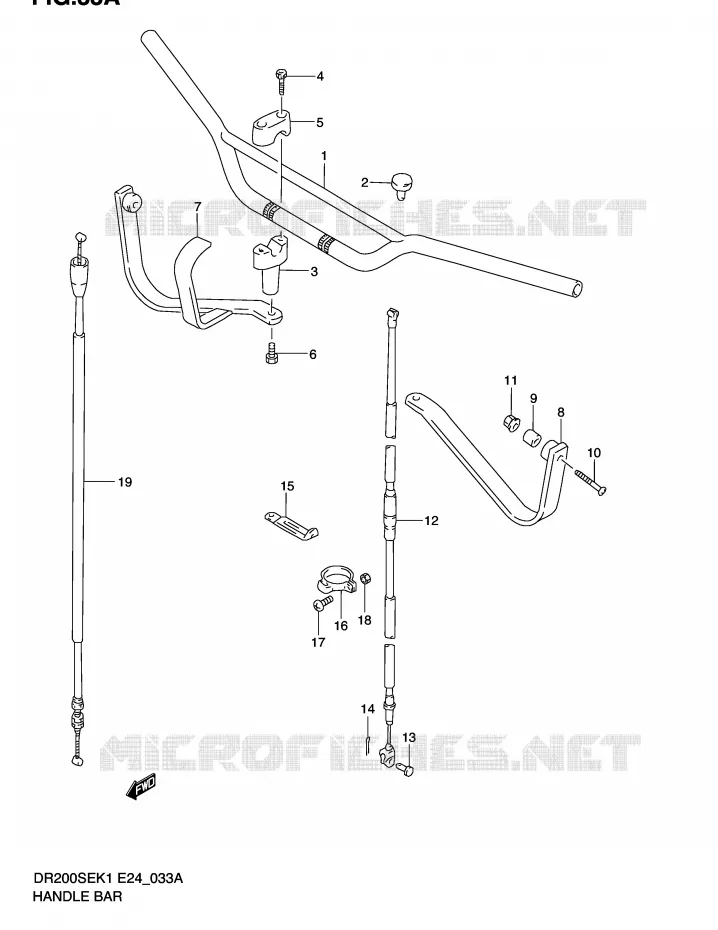 STUUR (MODELE K2/K3/K4/K5 E24) Suzuki MOTO 200 DR 2004  DR200SEK4(E24)