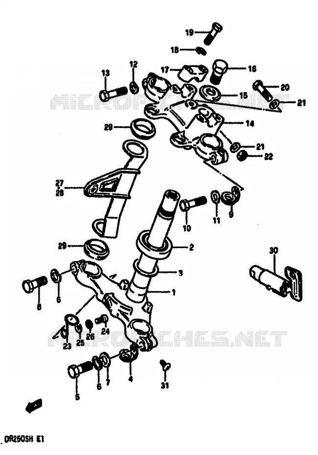 STUURKOLOM (MODELE F/G/H) Suzuki MOTO 250 DR 1987  DR250SH(E/F/G/H)