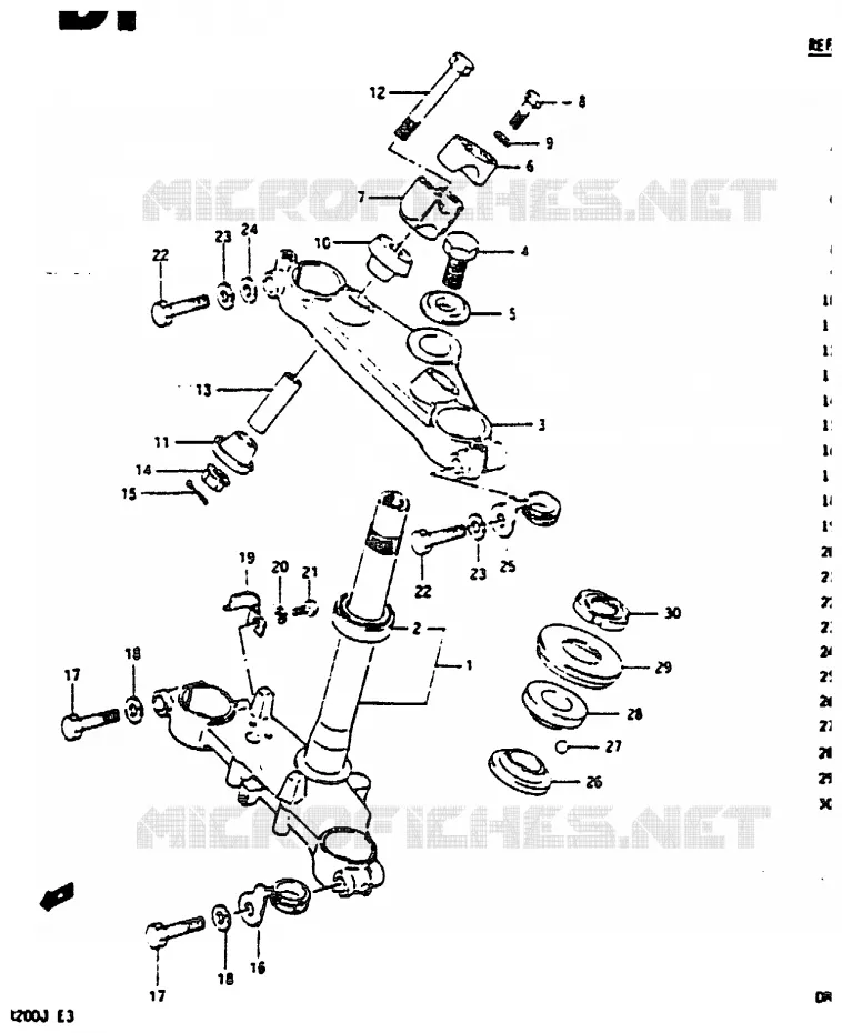 STUURKOLOM (MODELE G) Suzuki MOTO 200 DR 1987  DR200H(G/H/J)