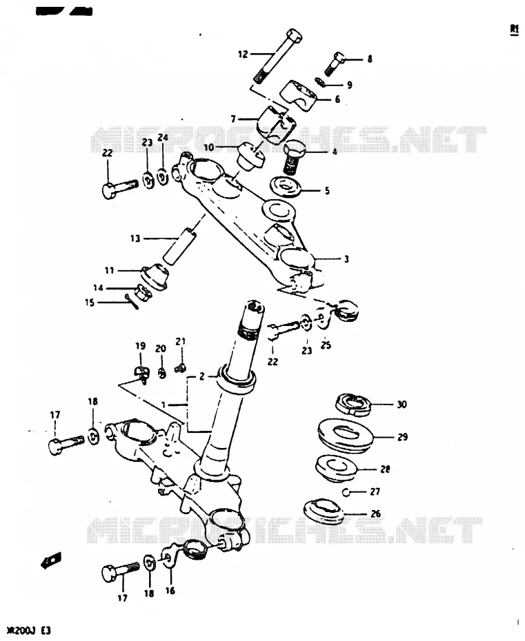 STUURKOLOM (MODELE H/J) Suzuki MOTO 200 DR 1988  DR200J(G/H/J)