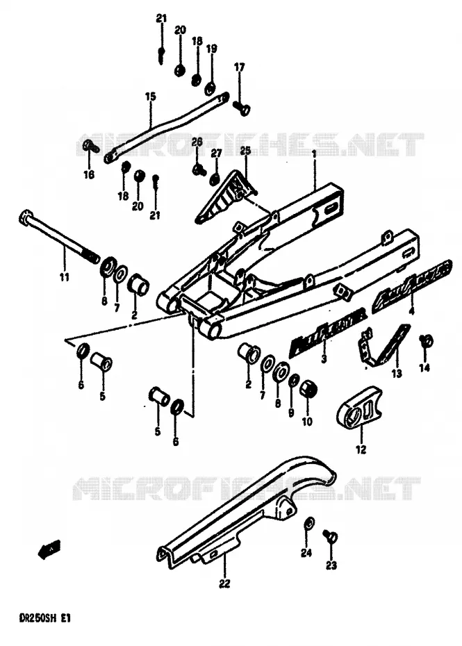 SWINGARM (E2,E4,E6,E15,E18,E21,E22,E25,E39) Suzuki MOTO 250 DR 1986  DR250SG(E/F/G/H)
