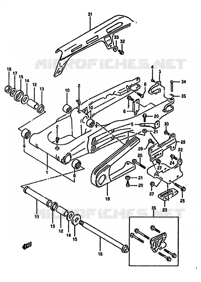 SWINGARM (MODELE L/M/N/P) Suzuki MOTO 350 DR 1991  DR350SM(L/M/N/P/R)