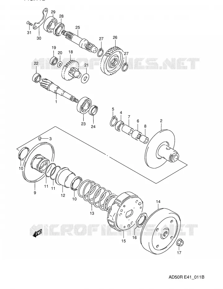 TRANSMISSION (2) (MODELE R) Suzuki SCOOTER 50 AD 1991  AD50WFM(E41)