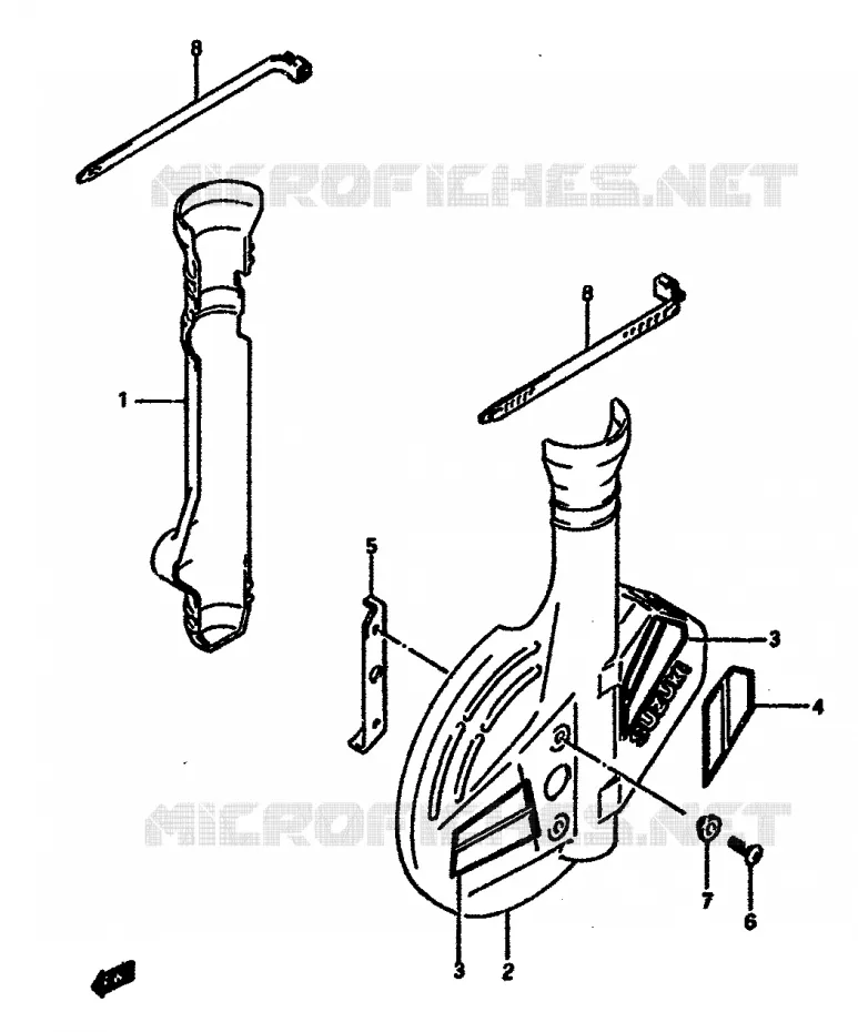 VOORVORK COVER (MODELE H/J/K) Suzuki MOTO 600 DR 1985  DR600SUF(E2)