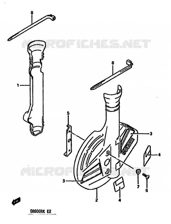 VOORVORK COVER (MODELE H/J/K) Suzuki MOTO 600 DR 1986  DR600RG(E2)