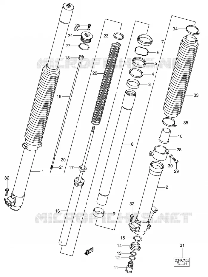 VOORVORK (DR-Z400EY/EK1/EK2 P37) Suzuki MOTO 400 DR-Z 2003  DR-Z400EK3(E1)