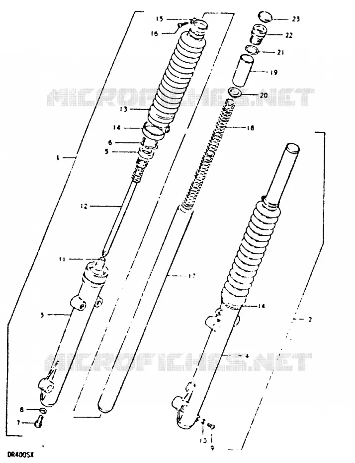 VOORVORK (DR400SX) Suzuki MOTO 400 DR 1981  DR400SX(T/X)