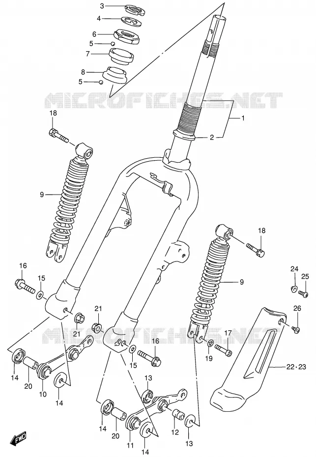 VOORVORK (MODELE M/P/T) Suzuki SCOOTER 100 ADDRESS 1991  AG100M(E71)