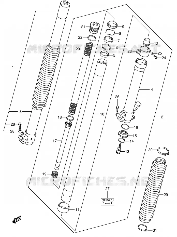 VOORVORK (MODELE Y/K1) Suzuki MOTO 400 DR-Z 2000  DR-Z400SY(E2)