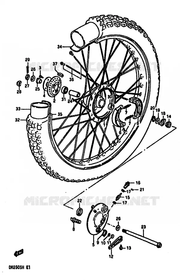 VOORWIEL (MODELE E) Suzuki MOTO 250 DR 1984  DR250SE(E/F/G/H)