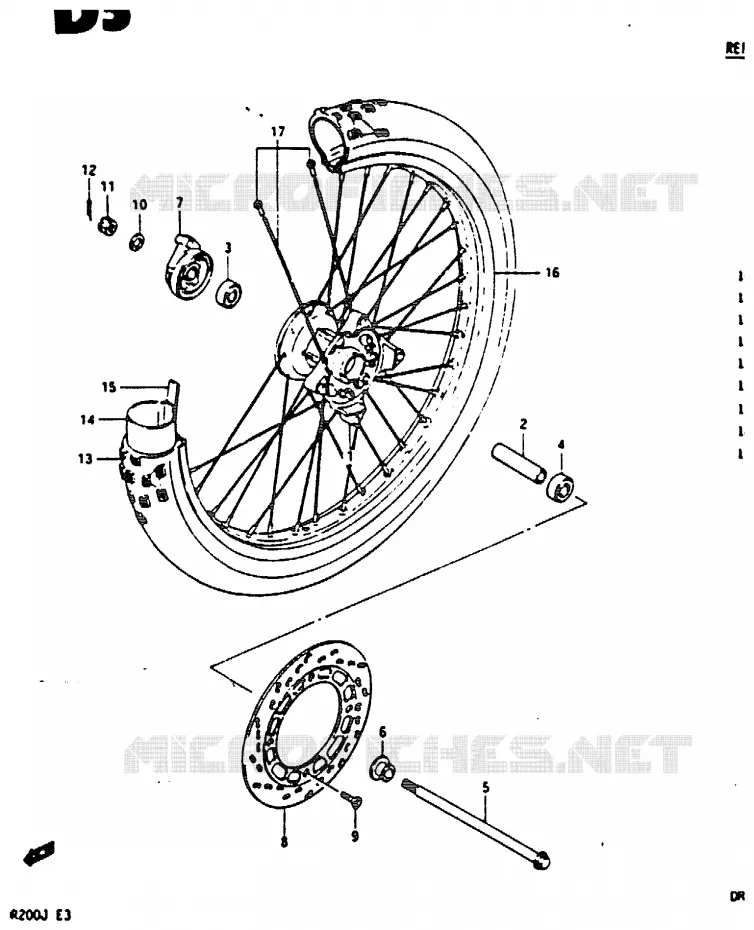VOORWIEL Suzuki MOTO 200 DR 1988  DR200J(G/H/J)