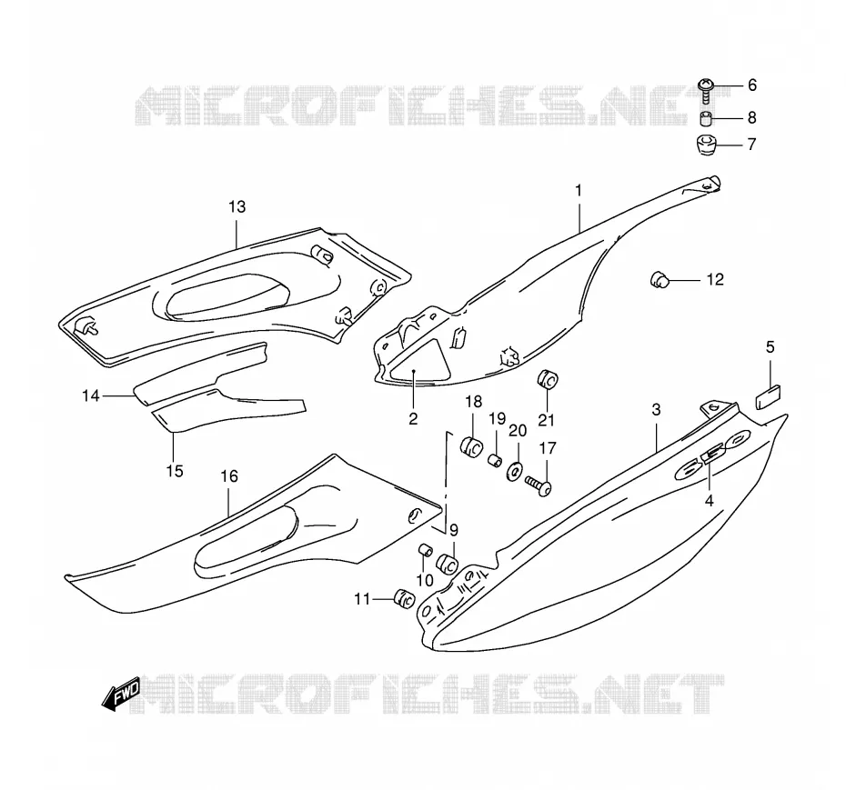 ACHTER KUIP  (MODELE W) Suzuki MOTO 650 FREEWIND 1998  XF650UW(E2)