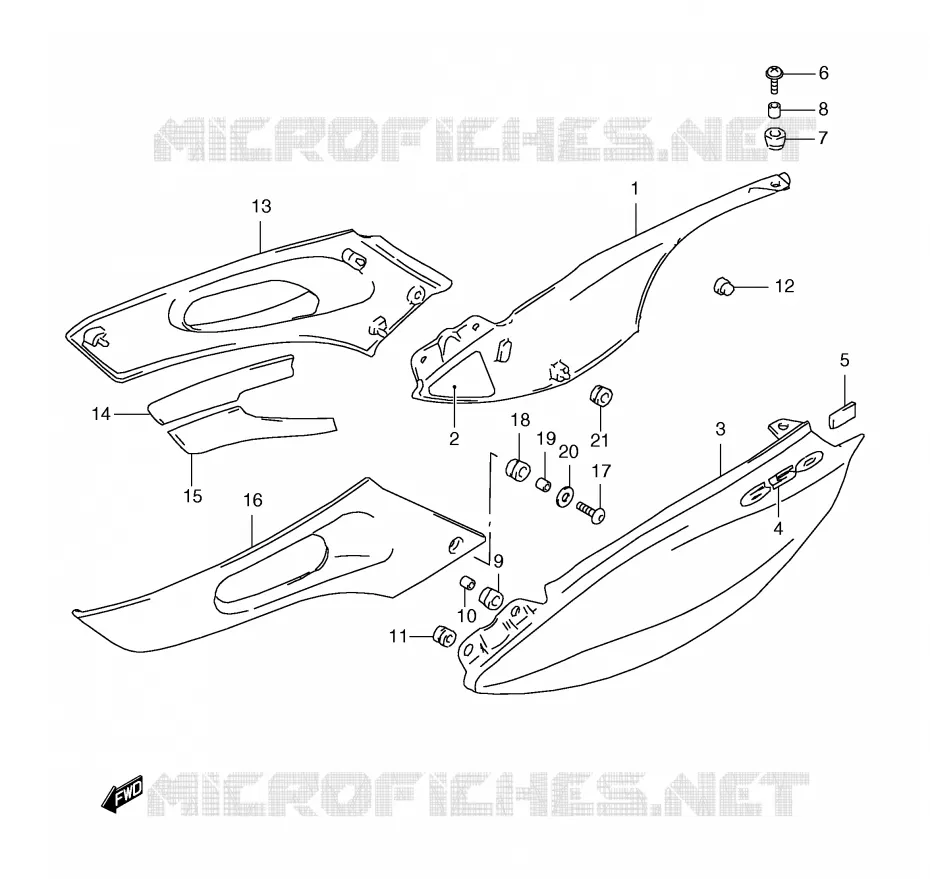 ACHTER KUIP  (MODELE Y) Suzuki MOTO 650 FREEWIND 2001  XF650K1(E2)