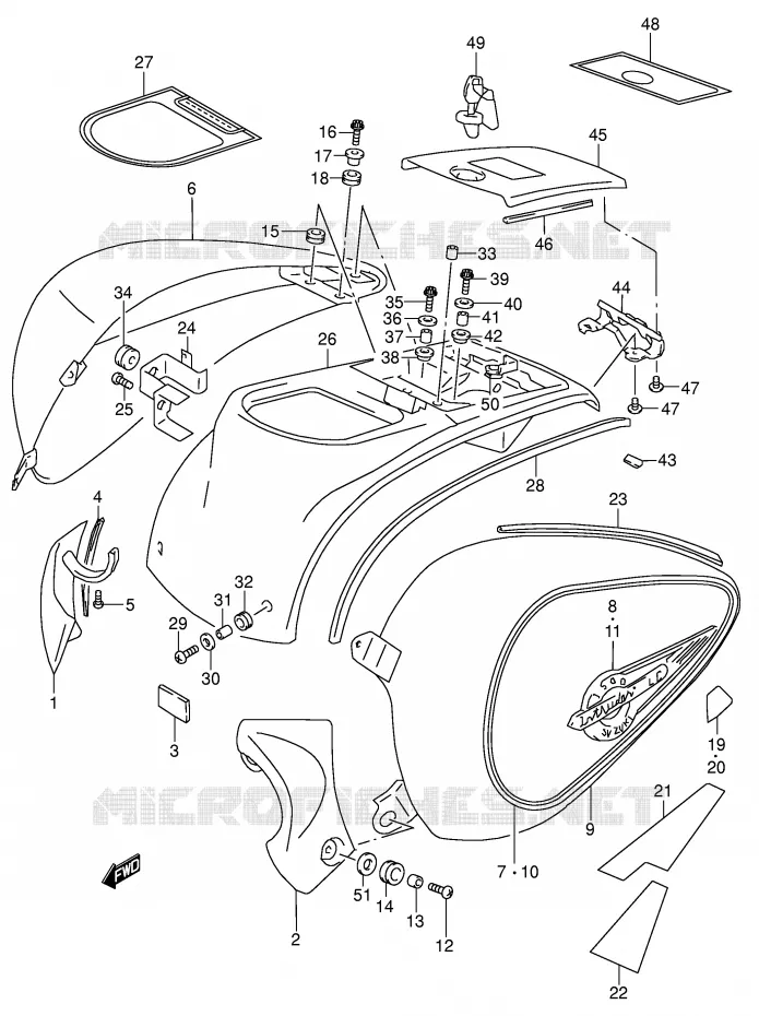 ACHTER KUIP (MODELE K4) Suzuki MOTO 1500 INTRUDER 2002  VL1500K2(E2)