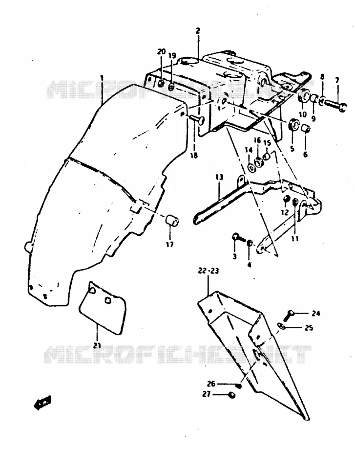 ACHTERSPATBORD Suzuki MOTO 650 XN85-T 1983  XN85D
