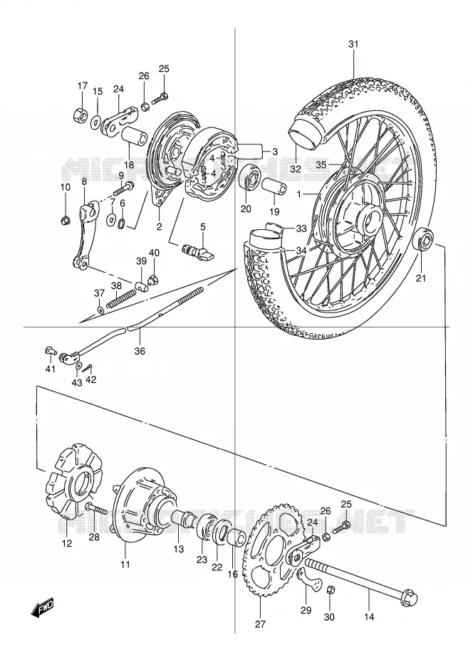ACHTERWIEL Suzuki MOTO 125 TU 1999  TU125X(E2)