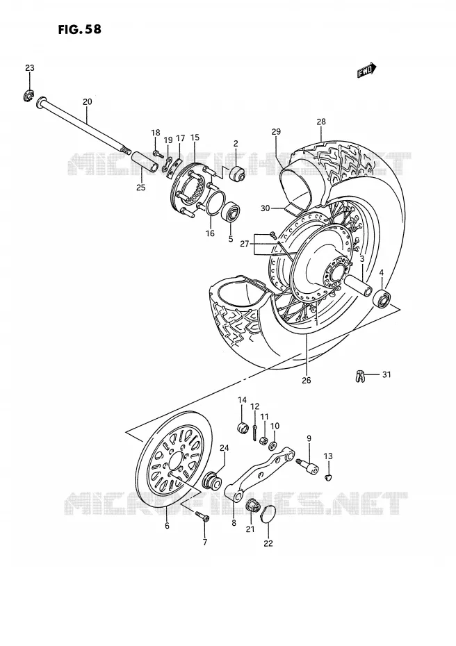 ACHTERWIEL Suzuki MOTO 1400 INTRUDER 1987  VS1400GLFH(E2)
