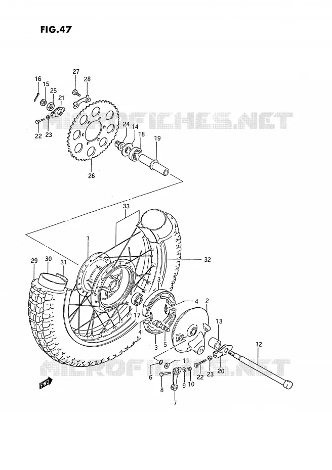 ACHTERWIEL Suzuki MOTO 185 TS-ER 1982  TS185ERZ(E24)