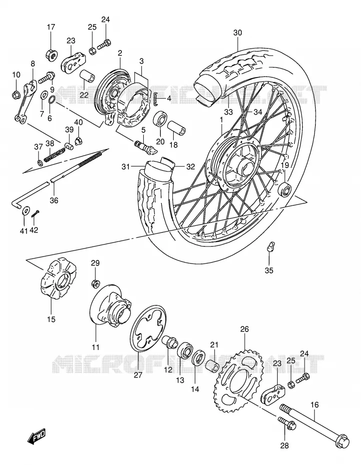 ACHTERWIEL Suzuki MOTO 250 TU 2001  TU250XK1(E2)