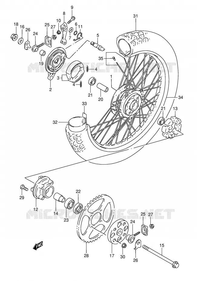ACHTERWIEL Suzuki MOTO 50 TS-X 1991  TS50XKM(E1)