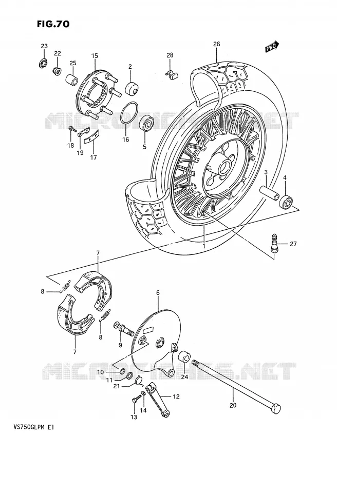 ACHTERWIEL (VS750GLEFH/GLEPH) Suzuki MOTO 750 INTRUDER 1990  VS750GLPL(E1)