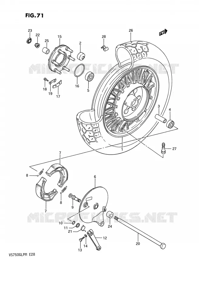 ACHTERWIEL (VS750GLEFH/GLEPH) Suzuki MOTO 750 INTRUDER 1990  VS750GLPL(E28)