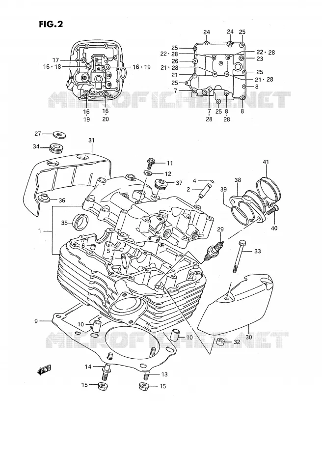 CILINDERKOP (REAR) Suzuki MOTO 1400 INTRUDER 1994  VS1400GLPR(E2)