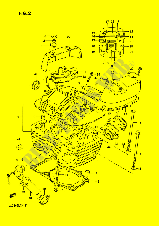 CILINDERKOP (REAR) voor Suzuki INTRUDER 750 1990