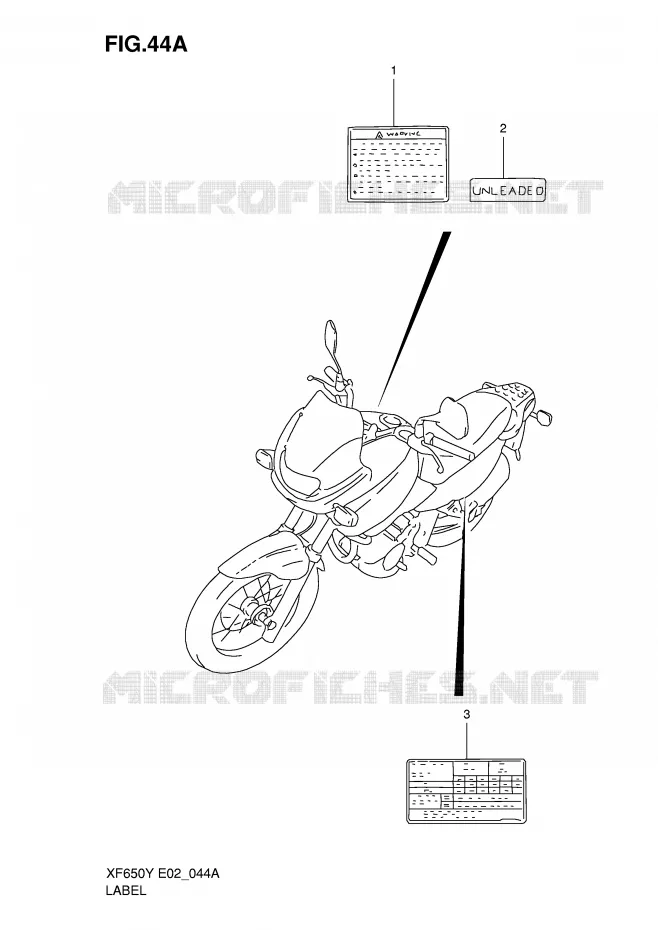 ETIKET (MODELE K1) Suzuki MOTO 650 FREEWIND 2000  XF650UY(E2)