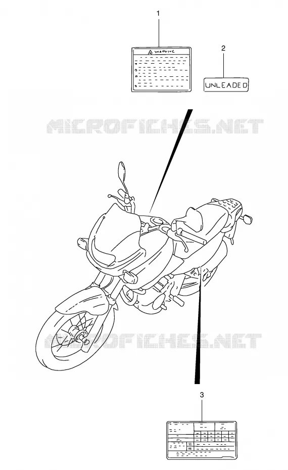 ETIKET (MODELE V/W/X/Y) Suzuki MOTO 650 FREEWIND 1997  XF650UV(E2)