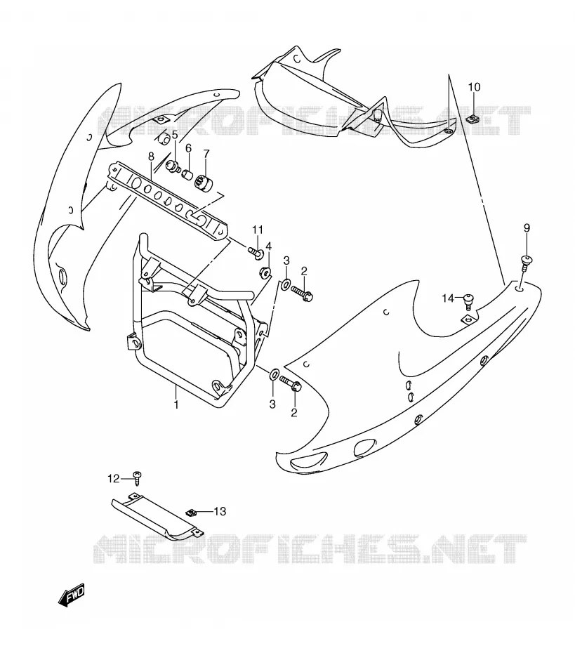 FAIRING INSTALLATIEDELEN (MODELE Y/K1) Suzuki MOTO 650 FREEWIND 1997  XF650UV(E2)