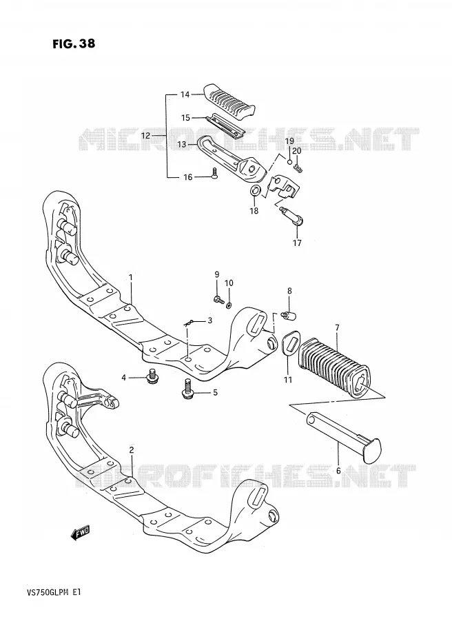 FOOTREST (MODELE F/G) Suzuki MOTO 750 INTRUDER 1990  VS750GLPL(E1)