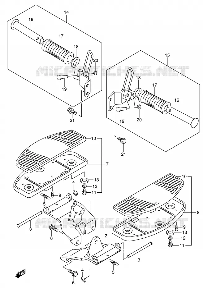 FOOTREST (MODELE K5) Suzuki MOTO 800 VOLUSIA 2001  VL800K1(E2)