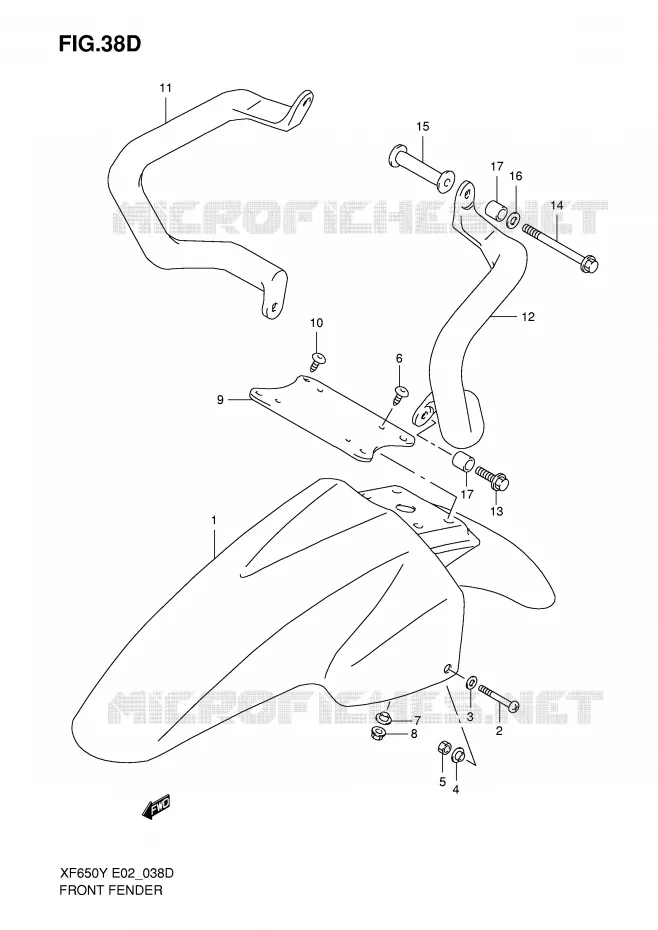FRONT FENDER (MODELE K1) Suzuki MOTO 650 FREEWIND 1998  XF650W(E2)