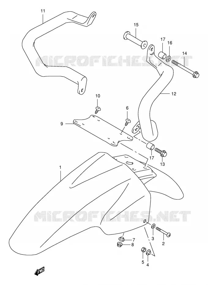 FRONT FENDER (MODELE X) Suzuki MOTO 650 FREEWIND 1999  XF650UX(E2)