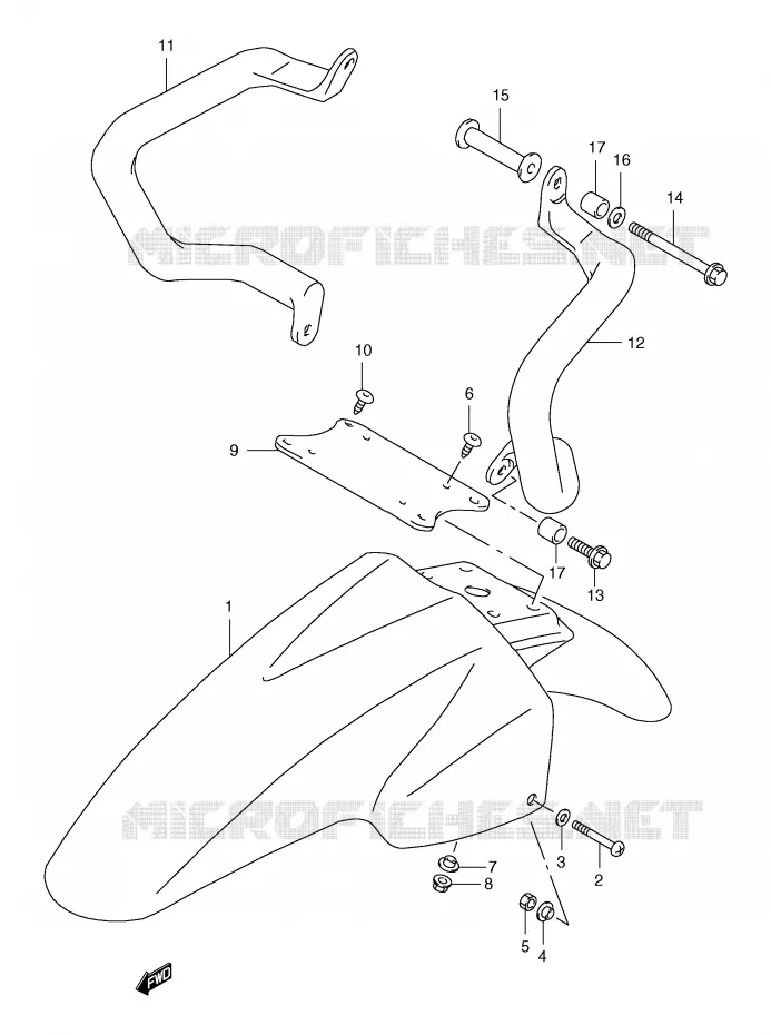 FRONT FENDER (MODELE Y) Suzuki MOTO 650 FREEWIND 2000  XF650Y(E2)