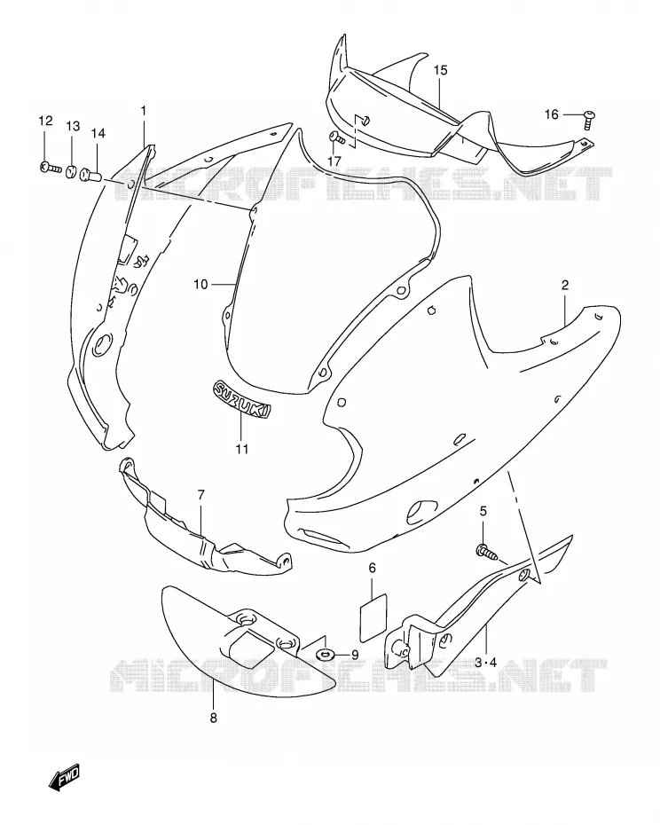 FRONT KUIP (MODELE V) Suzuki MOTO 650 FREEWIND 1997  XF650UV(E2)