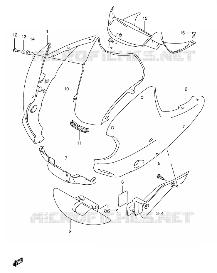 FRONT KUIP (MODELE W) Suzuki MOTO 650 FREEWIND 2001  XF650UK1(E2)