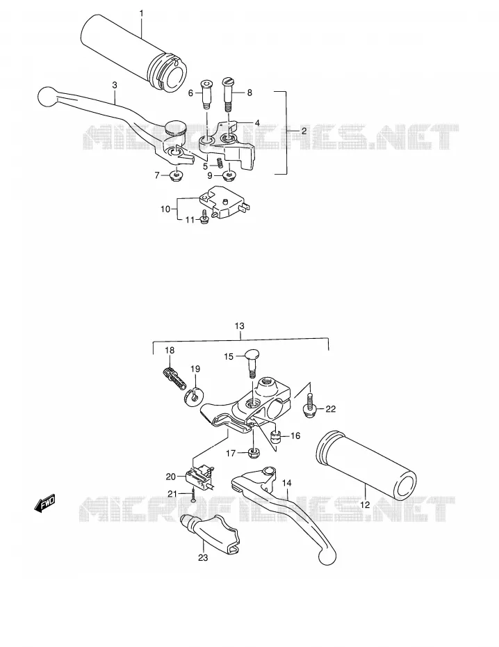 HANDGRIPS - LEVERS Suzuki MOTO 800 MARAUDER 2004  VZ800K4(E3/E28)