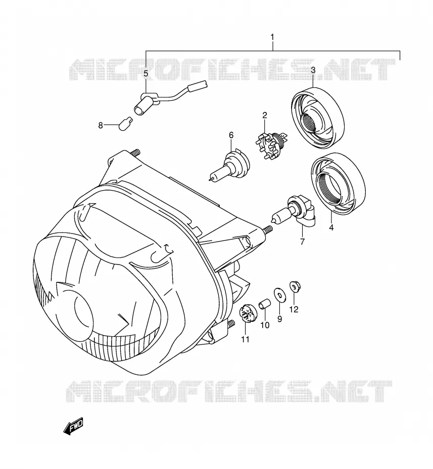 KOPLAMP (MODELE Y/K1 E2,E24) Suzuki MOTO 650 FREEWIND 2001  XF650K1(E2)