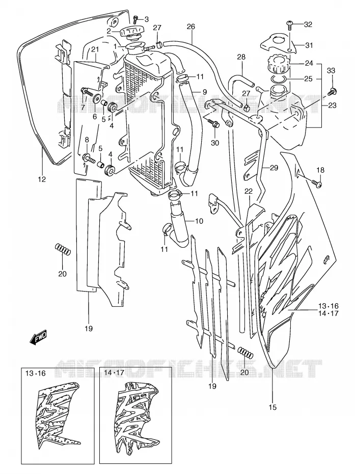 RADIATOR (MODELE P/R) Suzuki MOTO 125 TS-R 1993  TS125RP(E2)