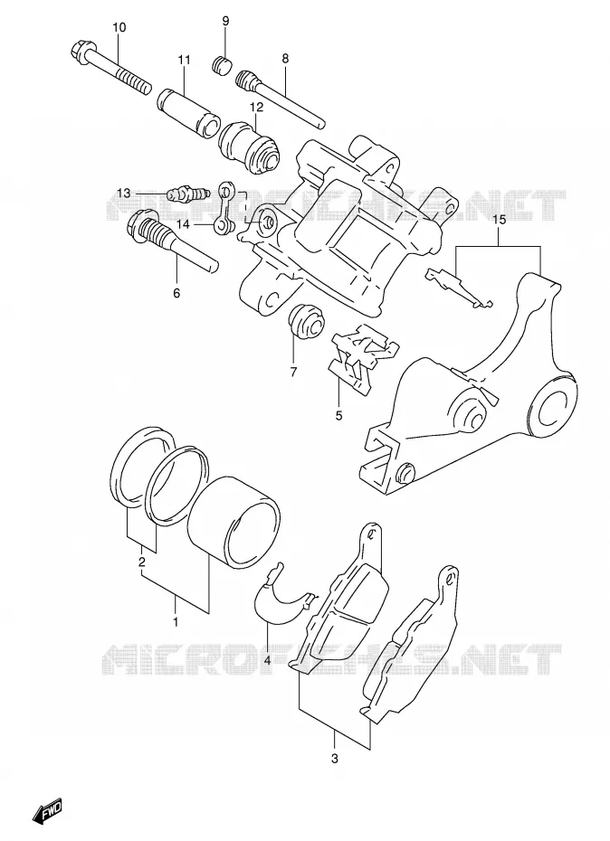 REAR CALIPER (MODELE X/Y/K1) Suzuki MOTO 650 FREEWIND 1999  XF650UX(E2)