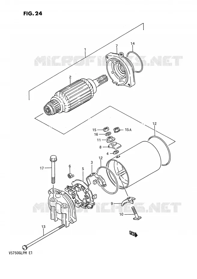 STARTMOTOR (MODELE F/G/H/J/K/L) Suzuki MOTO 750 INTRUDER 1987  VS750GLPH(E1)