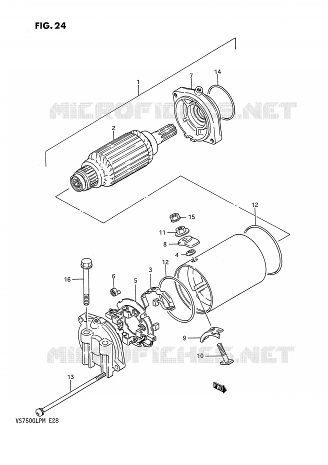 STARTMOTOR (MODELE F/G/H/J/K/L) Suzuki MOTO 750 INTRUDER 1989  VS750GLPK(E28)
