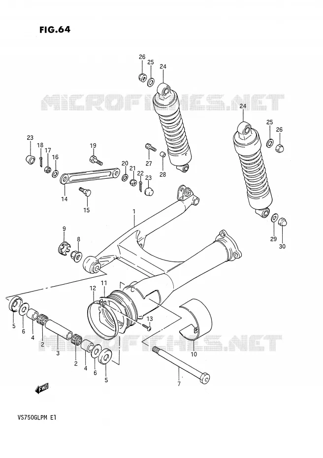 SWINGARM (MODELE F) Suzuki MOTO 750 INTRUDER 1988  VS750GLFJ(E1)