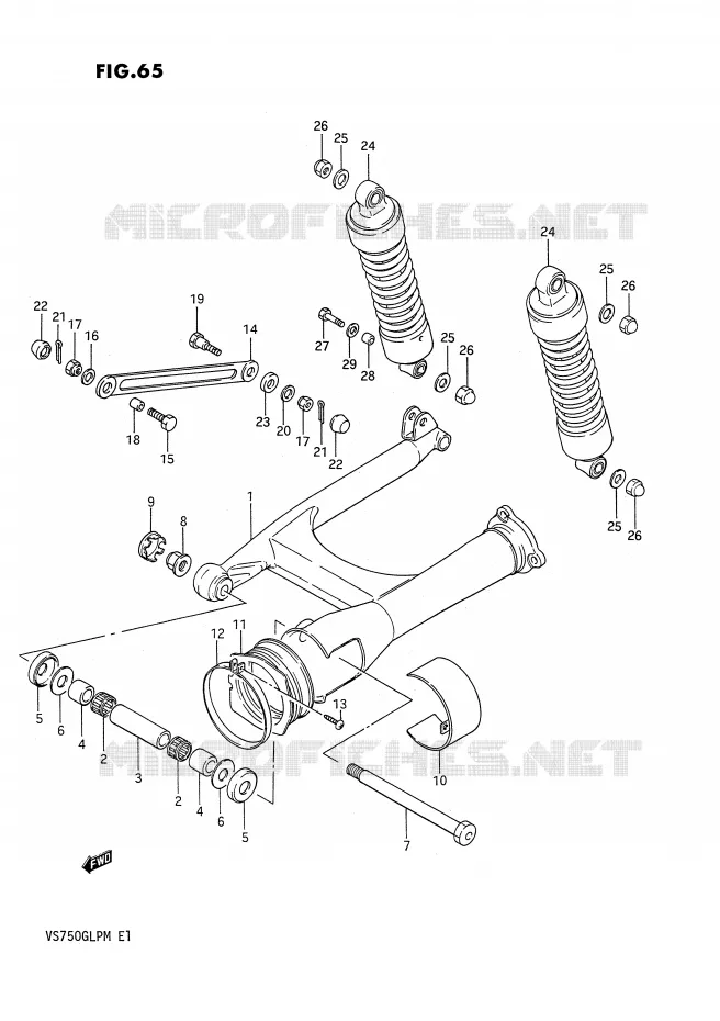 SWINGARM (MODELE G) Suzuki MOTO 750 INTRUDER 1987  VS750GLFH(E1)