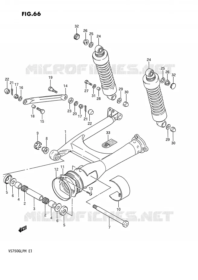 SWINGARM (MODELE H/J/K/L/M) Suzuki MOTO 750 INTRUDER 1987  VS750GLPH(E1)